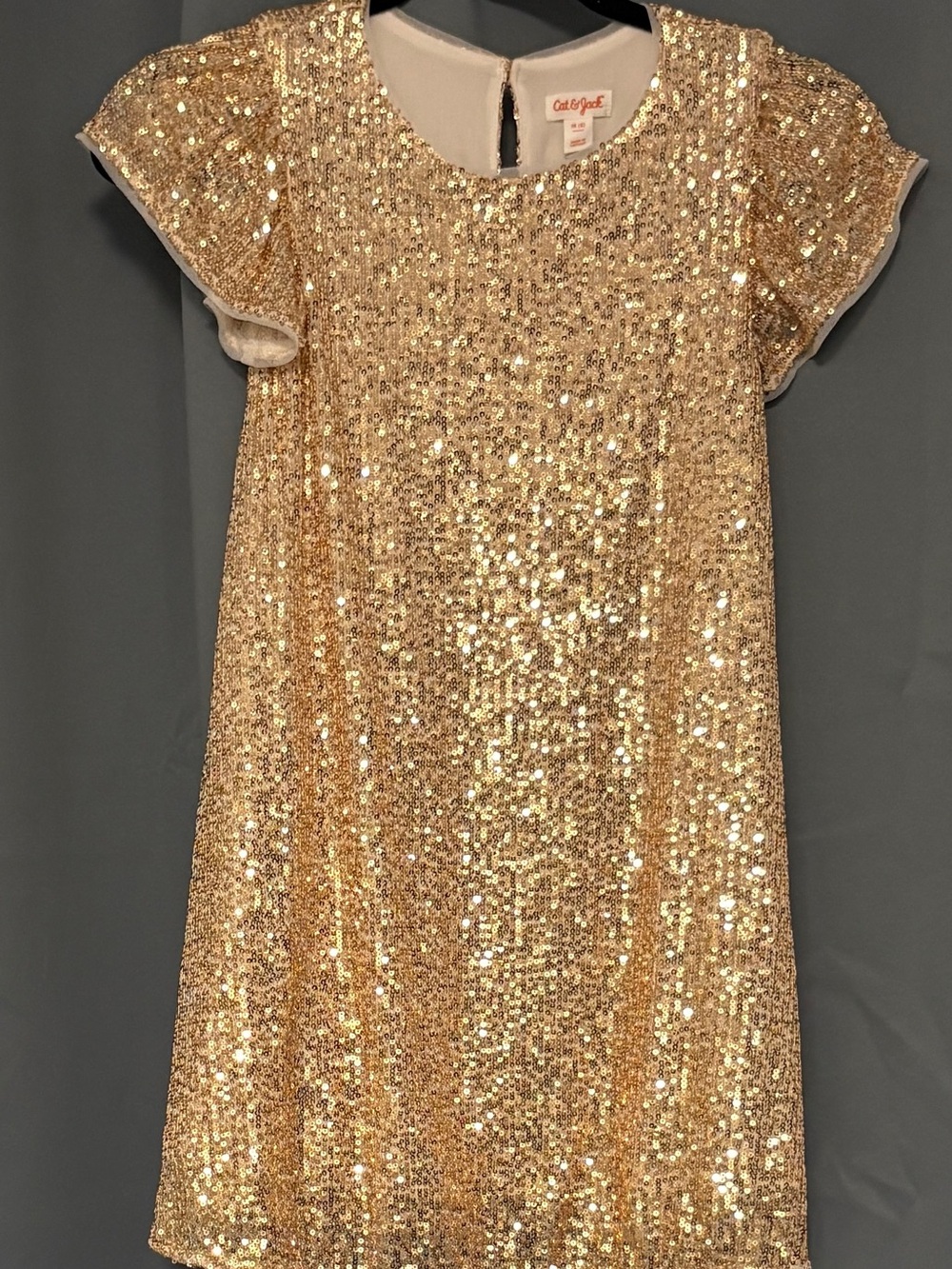 Cat & Jack Gold Sequin Short Sleeve Party Dress